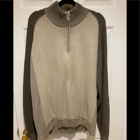 Calvin Klein Men’s Size XXL 1/4 Zip Pull Over Sweater Tan Brown Preppy Academia - Picture 1 of 6